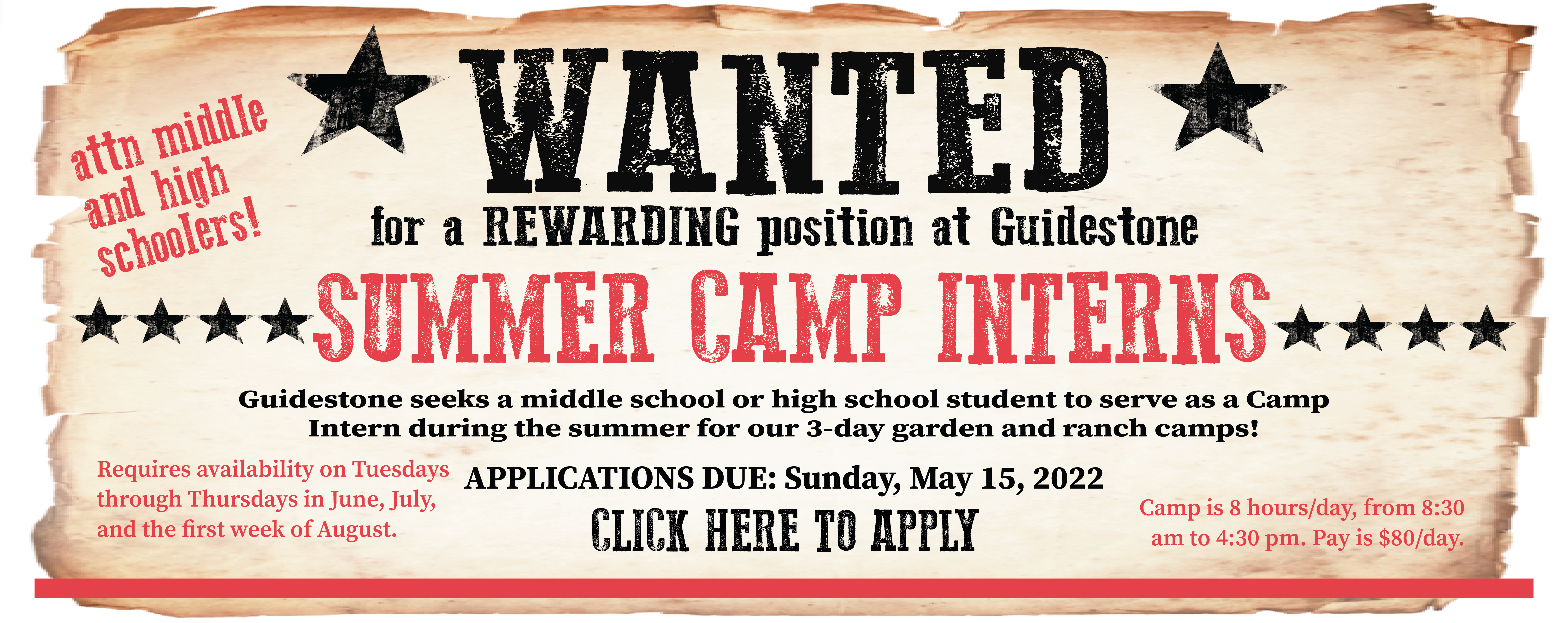 Wanted! Summer Camp Interns!